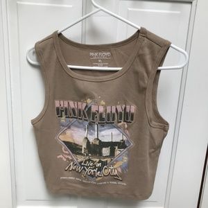Pink Floyd Tan Live in NYC Crop Tank Top Size XL